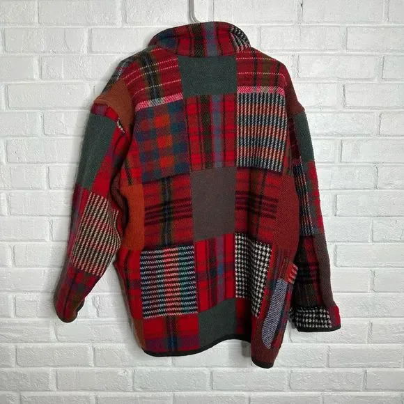 🚫🚫🚫🚫🚫Vintage Patchwork Shacket Jacket Wool Blend Plaid The Limited - Picture 5 of 5